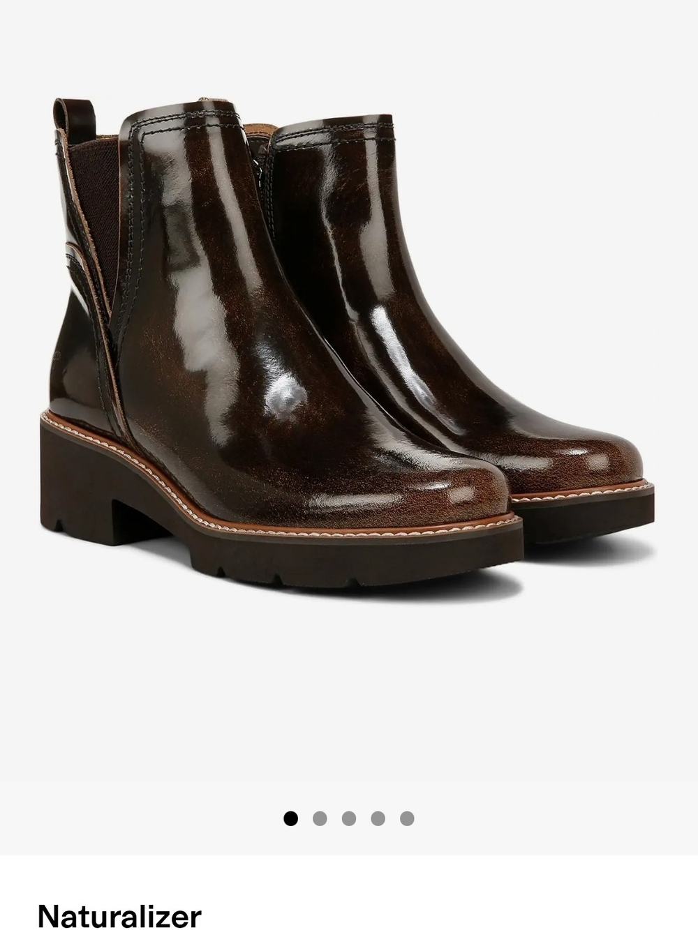 Naturalizer Brown Patent Leather Chelsea Ankle Boots
